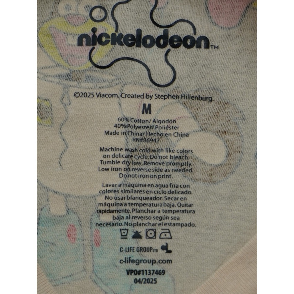 SpongeBob Patrick Squidward Gary All Over Print Tee Nickelodeon Size Medium - Picture 5 of 5